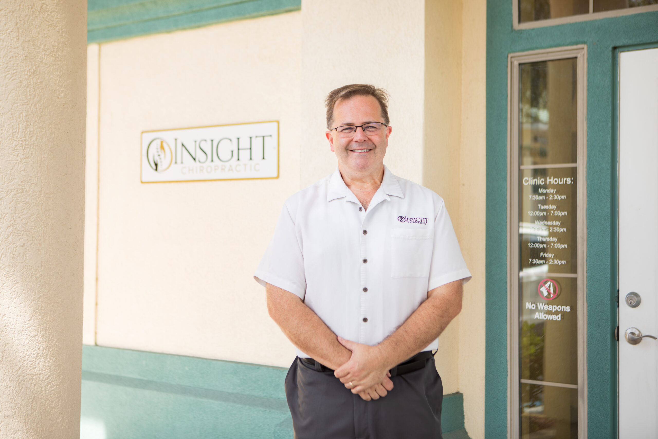 Dr. Michael D. Cox outside Insight Chiropractic, Ormond Beach